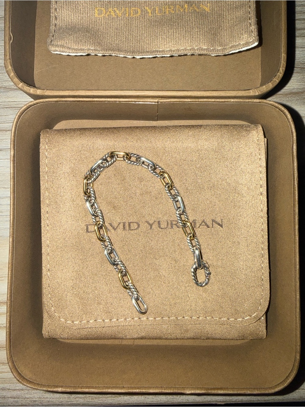 DY Madison Chain Bracelet, Sterling Silver with 18k Yellow Gold 5.5mm, Size: S